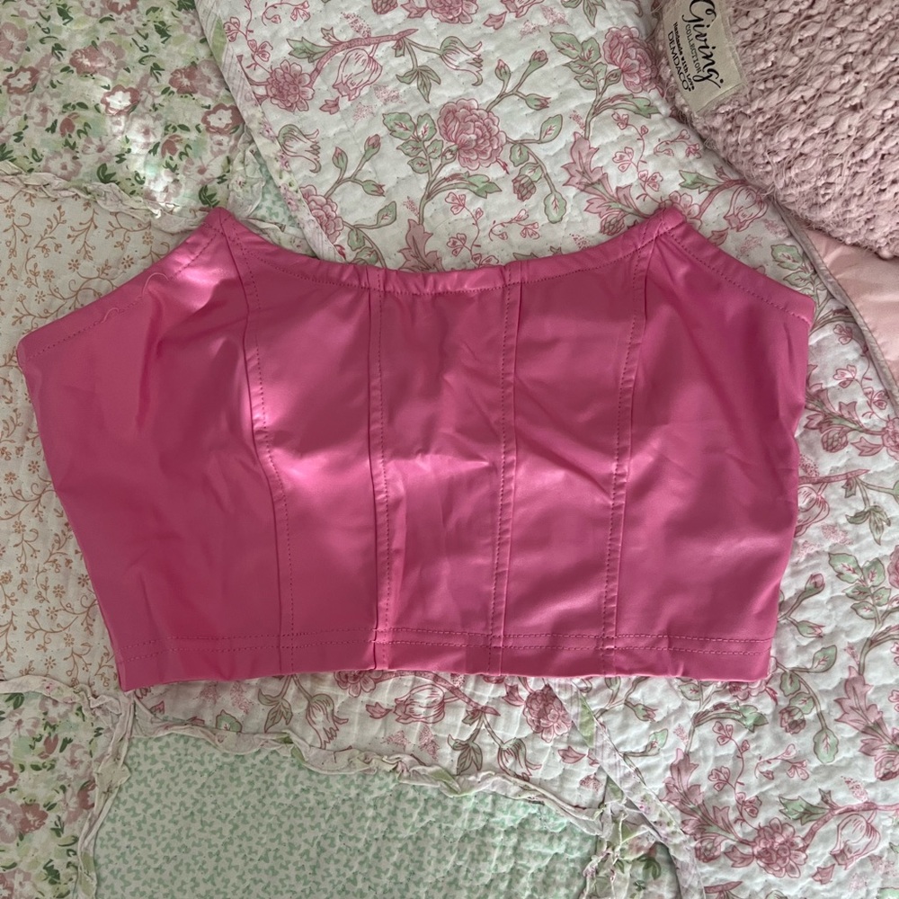 Shein Pink Leather Tube Top - Going Out Shirt